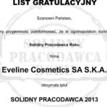 FIRMA EVELINE COSMETICS SOLIDNYM PRACODAWCĄ 2013