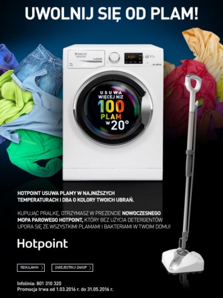 Usuń z marką Hotpoint plamy z ubrań i z podłogi!