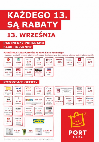 Port Łódź zaprasza na akcję rabatową „Szczęśliwa 13-tka”