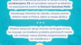 Intermarché razem z DANONE wspiera Domy Samotnej Matki Zakupy, LIFESTYLE - Grupa Muszkieterów dołączyła do inicjatywy „Z nami pomagasz od kuchni” przygotowanej przez DANONE. W ramach akcji, 1 proc. ze sprzedaży wybranych produktów w sklepach sieci Intermarché zostanie przekazany na rzecz Domów Samotnej Matki w całym kraju.